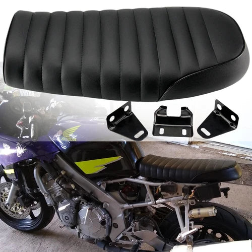 Motorcycle Cafe Racer Flat Brat Saddle Seat For Honda Suzuki Yamaha Kawasaki