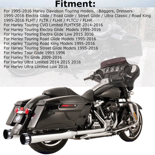 4" Slip On Mufflers Exhaust Pipes For DNA Harley Road Street Electra Glide 95-16