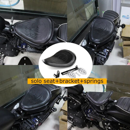 Black Skull Motorcycle Spring Bracket Solo Driver Seat For Harley Chopper Bobber