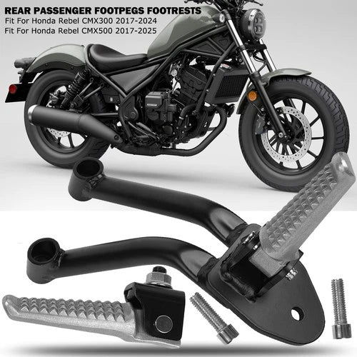 Black Passenger Footpegs Footrests Fits For Honda Rebel CMX300 CMX500 2017-2025