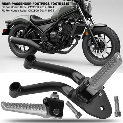 Black Passenger Footpegs Footrests Fits For Honda Rebel CMX300 CMX500 2017-2025